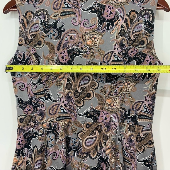 Vintage Heart & Roses Elephant Paisley Abstract Print Sleeveless Swing Dress - Picture 15 of 16